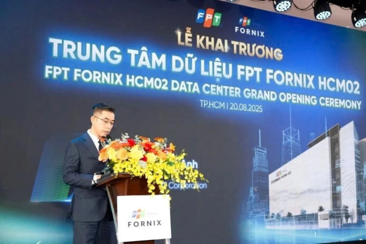 Lãnh đạo FPT phát biểu tại lễ khánh thành Trung tâm dữ liệu FPT Fornix HCM02