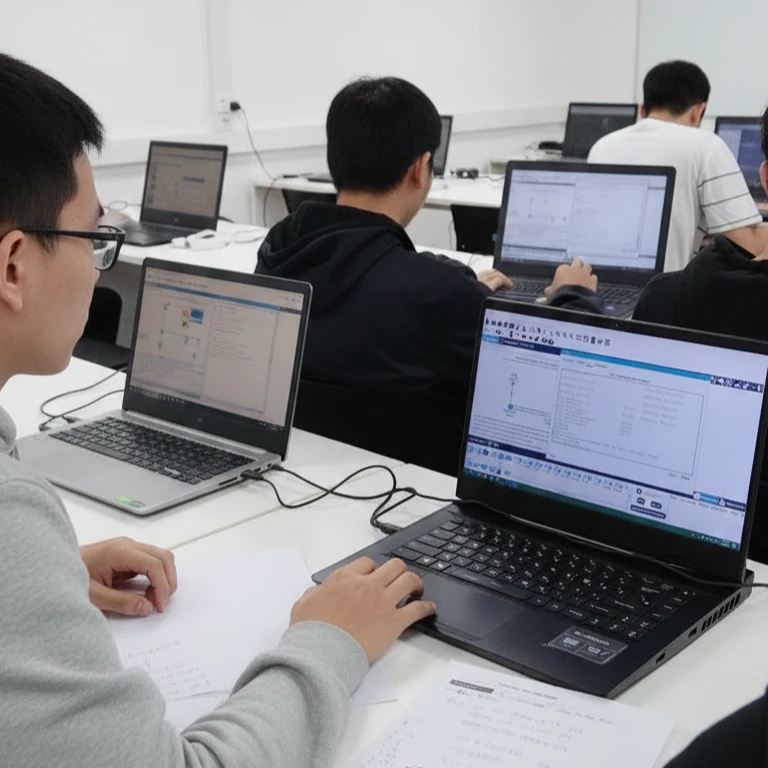 Sinh viên thực hành cấu hình thiết bị mạng với phần mềm mô phỏng Cisco Packet Tracer