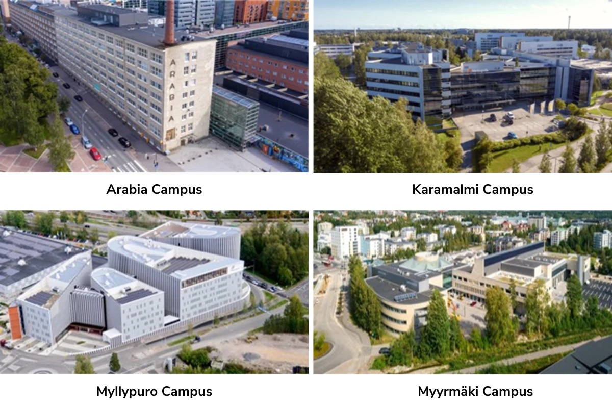 4 cơ sở đào tạo hiện đại của Metropolia University of Applied Sciences, Đại học Khoa học Ứng dụng lớn nhất Phần Lan.