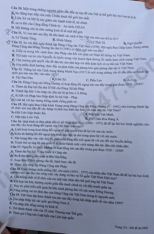  Đề thi môn Sử tốt nghiệp THPT 2026 - mã 0802 (Trang 2)