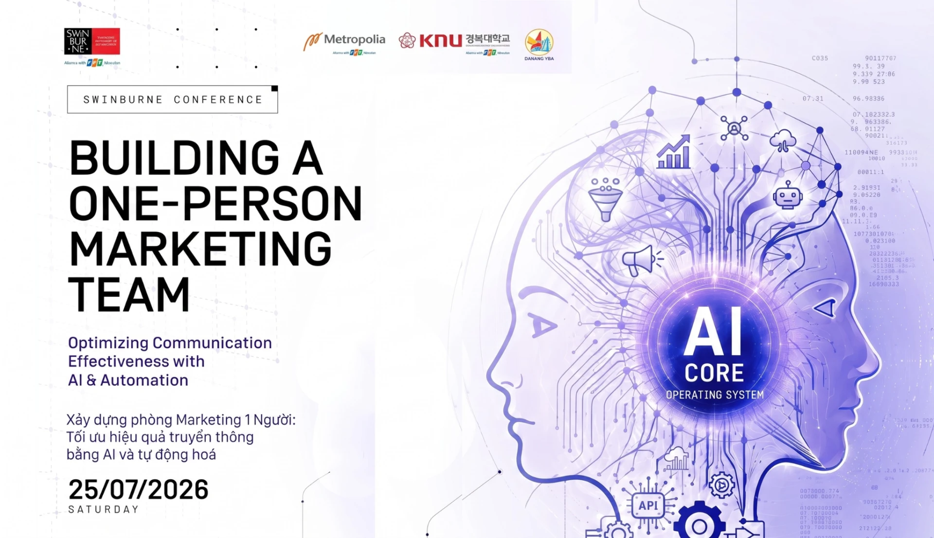 Hội thảo "Xây dựng Phòng Marketing 1 Người – Tối ưu hiệu quả truyền thông bằng AI & Tự động hóa" sẽ chính thức diễn ra ngày 25/07/2026